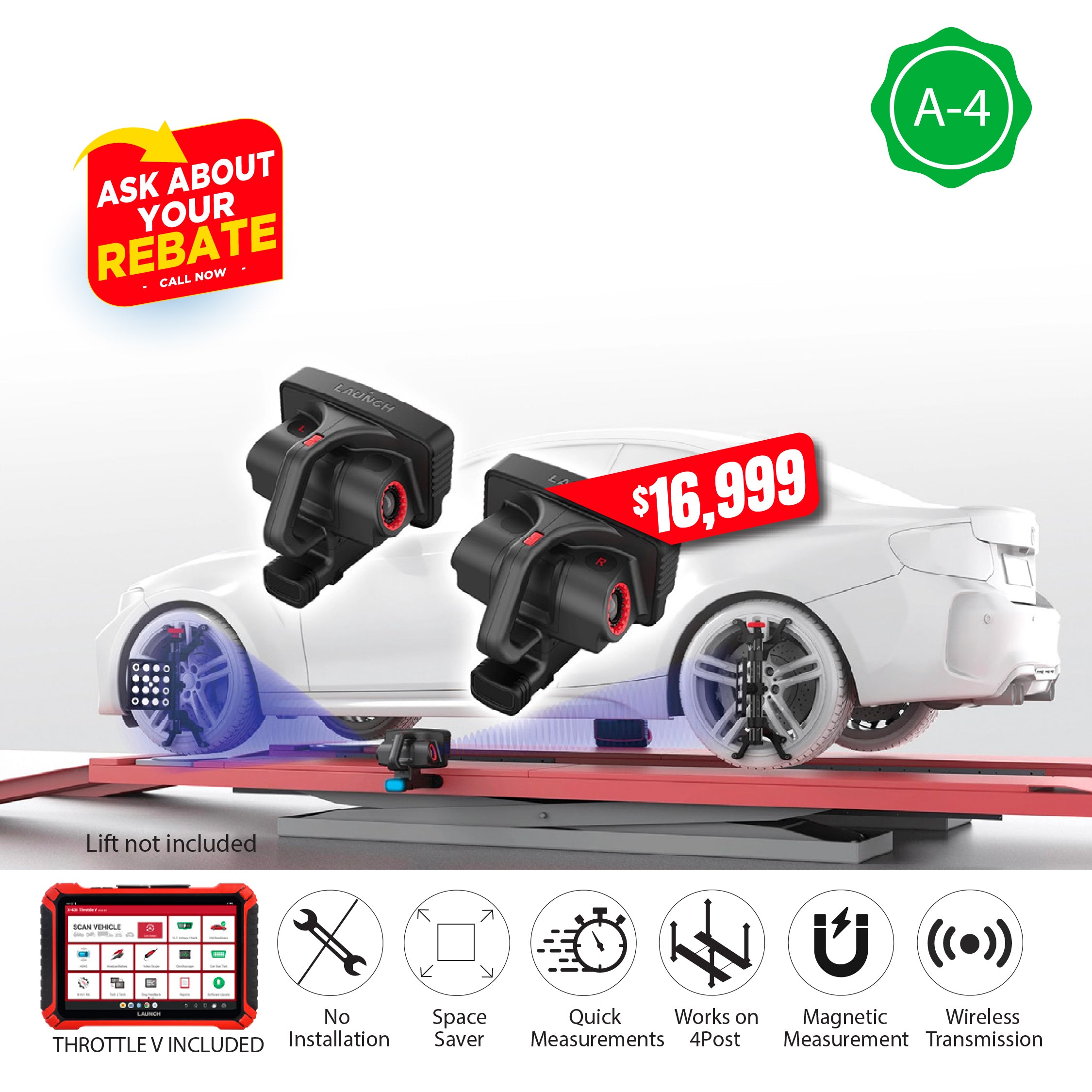 LAUNCH A4 X-613 MOBILE WHEEL ALIGNER INCLUDES THROTTLE V(Q2-3 2026