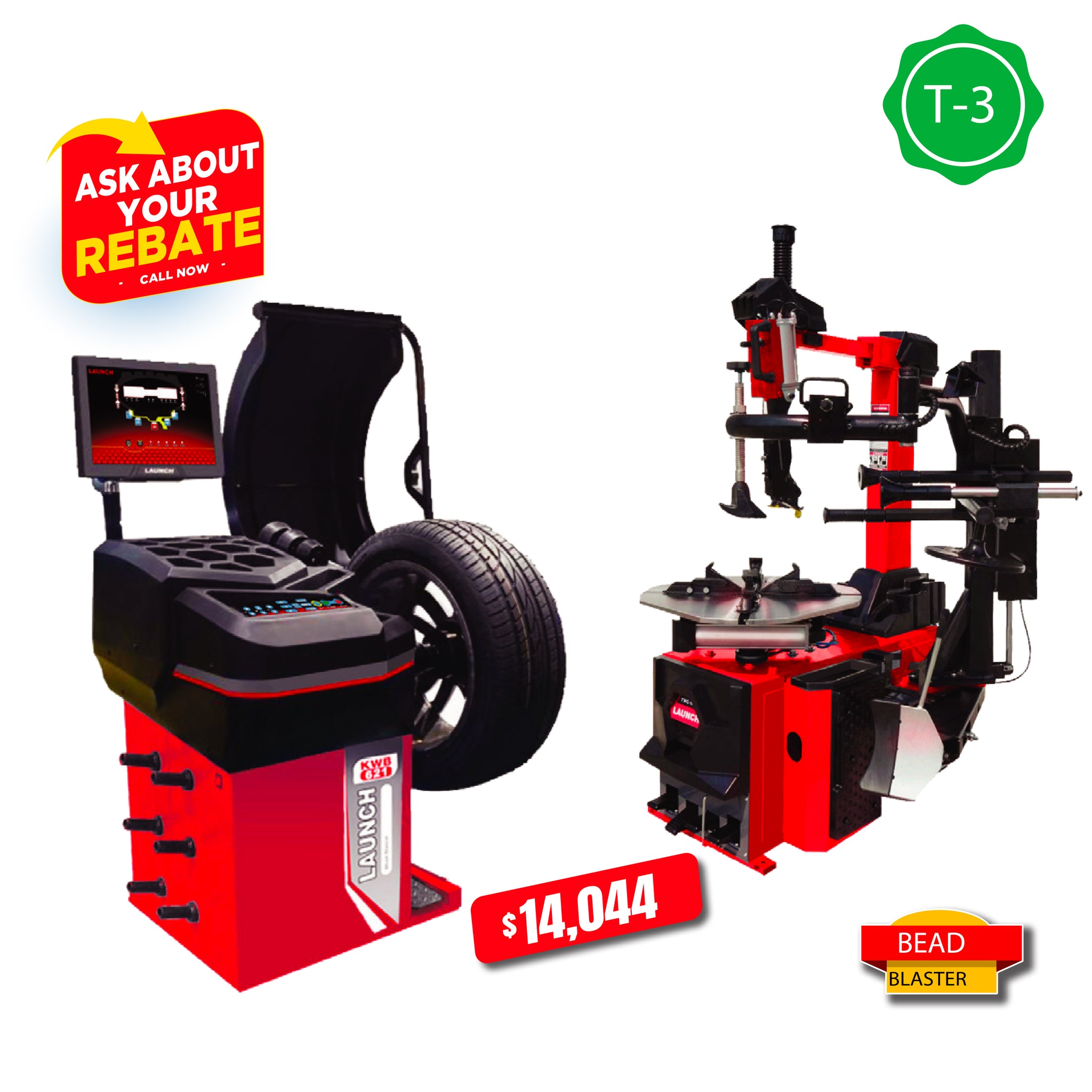 LAUNCH T3 COMBO KWB-621 WHEEL BALANCER + TWC-621 SUPER AUTOMATIC